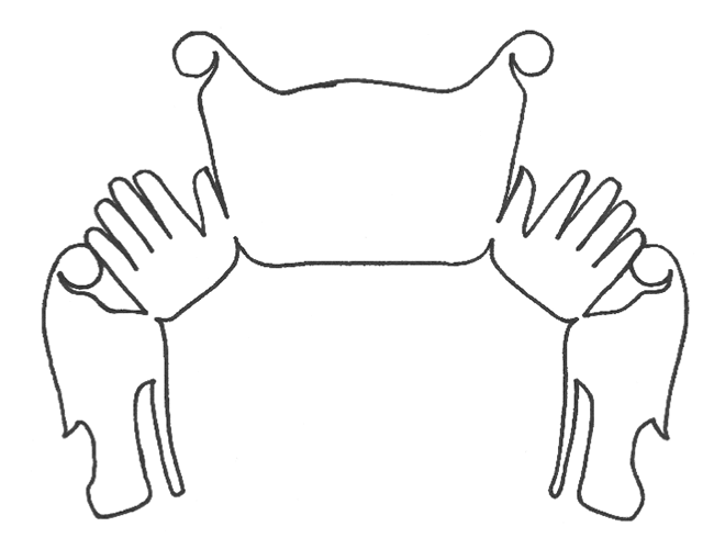 Line drawing shows outline of a Sisiyutł or double-headed serpent.